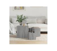 Vidaxl Tables D'appoint 3 Pcs Sonoma Gris Bois D'ingénierie Marron