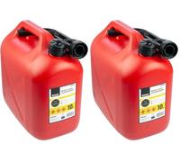 Bikain - Jerrican Essence - 10 Litres - Bidon en Polyéthylène - Norme UN Pour Transport de Matières Dangereuses - Résistant aux Additifs de Carburant - Avec Tuyau - Modèle B10ECO (Lot de 2)