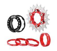 Bike 19T Cassette d'entretoises à vitesse unique Rouge | Alliage d'aluminium, placage antirouille, 5 entretoises, 1 housse de volant, 1 volant d'inertie, compatible avec cassettes 7
