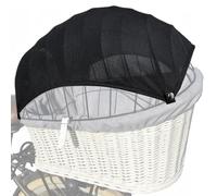 Bike Basket Cover, Foldable UV Canopy, Windproof Cat Basket Protector with Strong Hold, Outdoor Cycling Commuting Travel Summer Tool, Sturdy Performance Pet Luggage Accessory, Black Medium Size