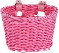Bike Basket For Kids,Braid Front Bike Basket,Handlebar Basket For Kids,Small Hand Woven Bicycle Basket For Outdoor Cycling,Pink,Medium