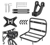 Bike Cargo Rack Quick Release Aluminum Alloy Front Fork Carrier Stand 15KG | Aluminum alloy front fork rack with 15KG load capacity. Quick release mechanism for secure, easy mounting on mountain bikes.