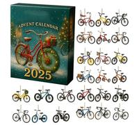 Bike Figurines Calendar - 10.24×7.09×1.18 Inches 24 Days Countdown Bike Calendar, Acrylic 2D Countdown Planner, Joyful Festive Accessories | For Party Gathering Activities Men Women Family
