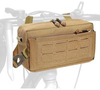 Bike Handlebar Bag Bicycle Handlebar Bag Storage Bag With Shoulder Strap Molle Tactical Storage Bag For Racing Bike Mountain Bike Cycling Travel (Khaki)