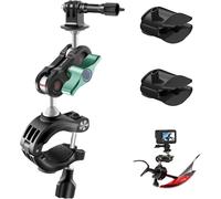 Bike Handlebar Mount Clamp Compatible with GoPro Hero 12/Hero 11/10 Insta360 X3 DJI Osmo Action Cameras 360° Rotation Aluminum Model