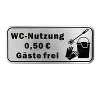 BIKE-label 900161 Autocollant 3D aspect aluminium pour toilettes 50 cents d'invités 80 x 35 mm