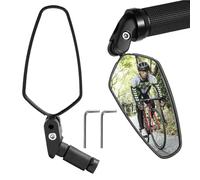 Bike Mirrors for Handlebars, Mountain Road Bicycle Mirror Set 2.76x7.09 inches, 360° Rotatable Wide-Angle Convex Lens, Handlebar Mount Safety Accessories for Commuting Touring Adventure Travel