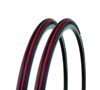 Bike Original - Lot de 2 Pneus Course- Tringle Souple - 700x23-62 TPI - Adhérence & Confort - Idéal Course & Entraînement - Léger & Résistant - Couleur Noir et Rouge