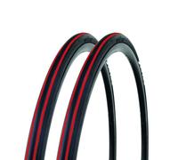 Bike Original - Lot de 2 Pneus Course- Tringle Souple - 700x25-62 TPI - Adhérence & Confort - Idéal Course & Entraînement - Léger & Résistant - Couleur Noir et Rouge