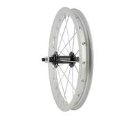 BIKE ORIGINAL - Roue Avant 14" - Jante Alu Simple Paroi 20 Trous Argent - Moyeu Noir à Écrous - Freinage sur Jante - Compatible Pneus 35-65 mm - Vélo Enfant