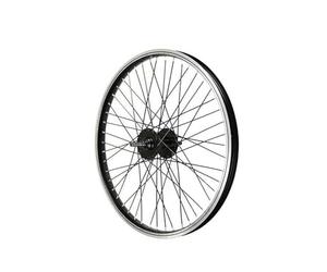 BIKE ORIGINAL - Roue Avant BMX 20" - Jante Alu Simple Paroi 48 Trous Argent - Moyeu Acier Noir à Écrous - Freinage sur Jante - Compatible Pneus 25-65 mm