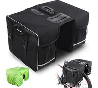 Bike Pannier Bag Waterproof Double Bag 30l Large Storage Pockets Rear Seat Trunk Bag With Strap Reflective Strips Black