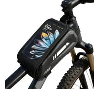 Bike Phone Bag, Waterproof Frame Pouch, Touchscreen Mobile Holder, Shockproof Storage Case, Double Zipper Gear, Urban Riding, Outdoor Commuting Professional Bike Accessory for Mountain Road Cycling