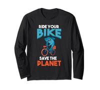 Bike Save The Planet Bicyclist hilarant Requin Motard Manche Longue