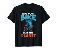 Bike Save The Planet Vélo de vélo Motif requin hilarant T-Shirt