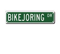 Bikejoring Plaque de rue en métal - Décoration murale pour maison, bureau, café, bar, pub, garage, caverne d'homme - 40,6 x 10,2 cm