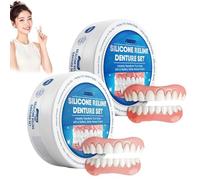 Bikenda Silicone Reline Denture Set, Denture Silicone Reline Kit,Soft Denture Silicone Reline Kit, Silicone Instant Teeth For Men And Women (2 PCS)