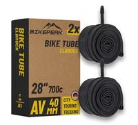 BikePeak Lot de 2 chambres à air City 28" avec valve auto noire de 40 mm - Chambre à air AV Schrader, ETRTO 28/47-622/635, 700C - Lot de 2 chambres à air Elbrock