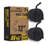 BikePeak Lot de 2 chambres à air pour poussette de 12" avec valve auto noire coudée à 45° - Chambre à air AV Schrader, ETRTO 47/62-203, 300 A - Lot de 2 chambres à air pour poussette, tricycle, vélo