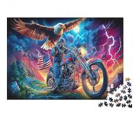 Biker and Aigle Set Puzzle 1000 Pièces, Carton Épais Recy dultes Tous Âges, Décoration Intérieure, Art Mural, Défi Cérébral, Jeu 38x26cm/1000pcs