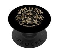 Biker - Born To Ride Skeleton Ride Hard Live Gratuit PopSockets PopGrip Adhésif