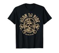 Biker - Born To Ride Skeleton Ride Hard Live Gratuit T-Shirt