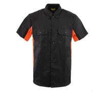 Biker Clothing Co. MDM11676 Chemise de mécanicien à Manches Courtes pour Homme Noir et Orange X-Large Noir MDM11676-BLK-ORANGE-XL