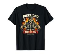 Biker Dad Ride Or Die Moto Skull Flames T-Shirt