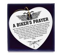 Biker Gifts Décoration de Noël 2025 - Prière des motards en céramique à suspendre en forme de cœur pour la maison