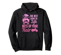Biker Girl Best Things in Life Mess Up You Hair Moto Sweat à Capuche