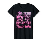 Biker Girl Best Things in Life Mess Up You Hair Moto T-Shirt