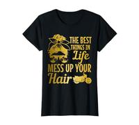 Biker Girl Best Things in Life Mess Up You Hair Moto T-Shirt