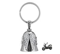 Biker Guardian Bell, porte-clés en forme de cloche de moto, porte-bonheur, ange gardien, cadeau personnalisé, pour voiture, moto, conducteur et vélo, argenté, taille unique