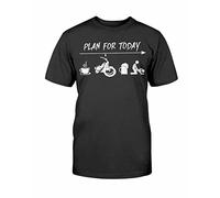 Biker Plan for Today Funny Biker Men T-T-Shirts Hemden Cotton (X-Large)