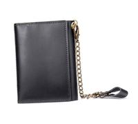 Biker PU De Portefeuille Chaîne en Cuir Vintage avec Antivol, pour Une Utilisation Quotidienne, Cartes Conception Trifold Durables Et Espèces,Noir