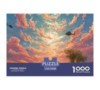 Biker Riding in The Desert 1000 Pcs Carton Premium Lot de Puzzles Wolf Under The Sunset Stimulant Et Éducatif Jeu Créatif Puzzles pour Adultes Et Enfants 52x38cm/1000pcs