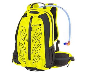 Biker-Rucksack M-WAVE Rough Ride, Color: Neon Yellow 46 x 28 x 12 cm, with big Opening for Cleaning with Low Profile screwcap System