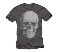 Biker T-Shirt Crâne Homme Vintage Rock SUKLL Gris Taille XL