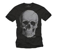 Biker T-Shirt Crâne Homme Vintage Rock SUKLL Noir Taille XXXL