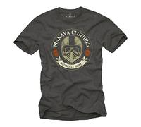 Biker Tee Shirt Motocross Tete de Mort avec Casque Moto Gris XL