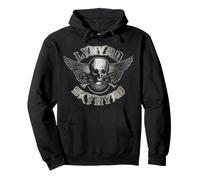 Biker Vintage Lynyrd Skynyrd Skull Wings à col Rouge argenté Sweat à Capuche