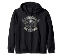 Biker Vintage Lynyrd Skynyrd Skull Wings à col Rouge argenté Sweat à Capuche