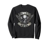 Biker Vintage Lynyrd Skynyrd Skull Wings à col Rouge argenté Sweatshirt