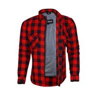 Bikers Gear Australia Chemise de protection en flanelle avec doublure en kevlar aramide pour moto multicolore Rouge/noir S