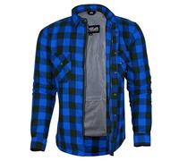 Bikers Gear Australia Chemise de protection en flanelle avec doublure en kevlar aramide pour moto multicolore Bleu/noir S