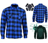 Bikers Gear Australia Chemise de protection en flanelle doublée en Kevlar aramide - Bleu/noir - Taille L