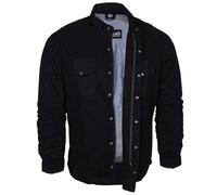 Bikers Gear Australia Chemise de Protection en Flanelle Kevlar Aramide doublée Noir uni avec CE 1621-1 Amovible