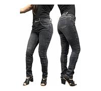 Bikers Gear Australia Grey Stone Wash Jeans de Moto en Kevlar Gris délavé avec Armure Amovible CE1621-1 pour Femme, 16