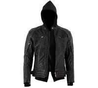 Bikers Gear Australia Limited le Craig Moto pour femme Nubuck Cuir de vache ciré à capuche avec 5 point Armour, Full Noir, Charbon de bois Noir, taille XL
