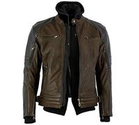 Bikers Gear Australia Limited le Craig Moto pour femme Nubuck Cuir de vache ciré à capuche avec 5 point Armour, Marron avec manches Noir, Marron et noir, taille M